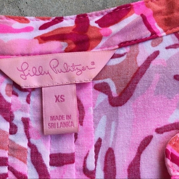 Lilly Pulitzer Sarasota Pintucked Tunic Dress Shift Mini Mango Salsa Printed XS - Picture 3 of 6
